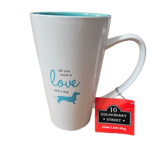 10 Strawberry Street Giant Mug "All You Need Is Love And A Dog" NWT 30 Fl. Oz. - Picture 1 of 6